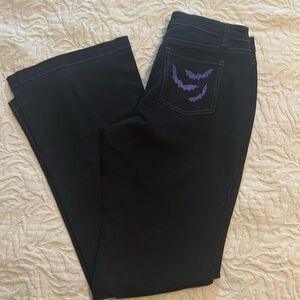 The Grave Girls Dolls Kill lace up embroidered bat jeans XL